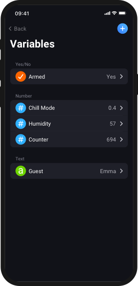Example screen from the Homey app.